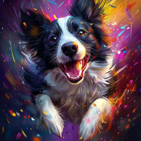 活力边牧动态插画