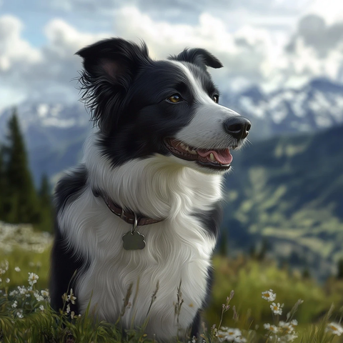 边境牧羊犬徒步旅行