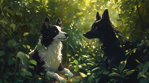 阿富汗猎犬与边牧犬