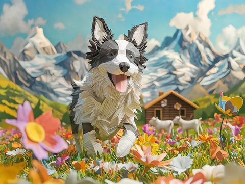 折纸牧场与跳跃牧羊犬