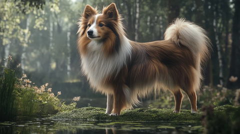 雪特兰牧羊犬户外站立