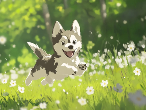 哈士奇幼犬公园奔跑