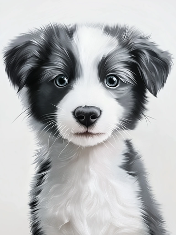白灰边牧幼犬卡通肖像