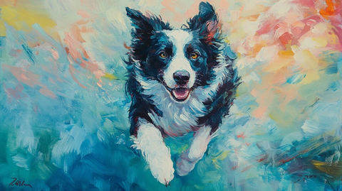 梵高风格牧羊犬经典姿势