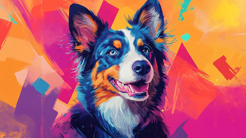 夏日暮色牧牛犬剪影