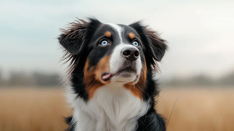 蓝色眼睛牧羊犬特写