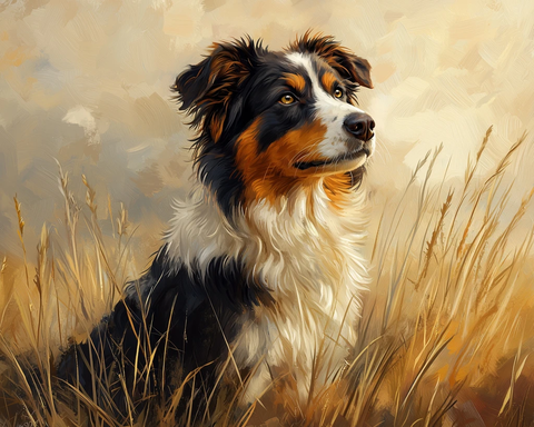 牧场中的澳洲牧羊犬