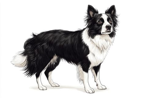 边境牧羊犬纯白背景