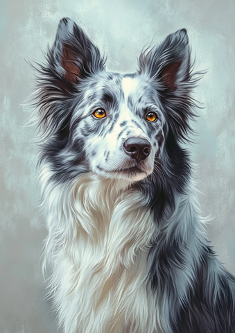 蓝灰白边境牧羊犬肖像