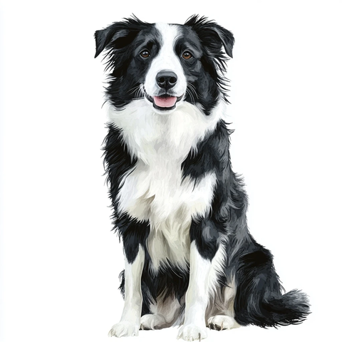 全身水彩边牧插画