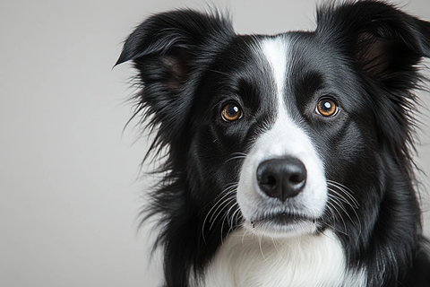 黑白边牧专注自然光摄影