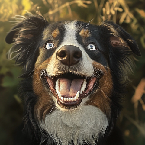 快乐白牙狗自然场景