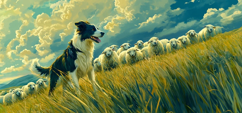 牧羊犬草原羊群