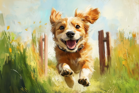 快乐小狗花园门口玩耍