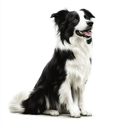 边牧犬坐姿高清插画