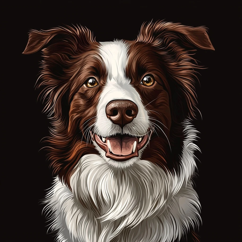 棕白边牧犬正面特写