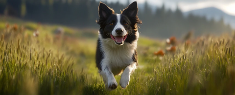 草地奔跑的边境牧羊犬