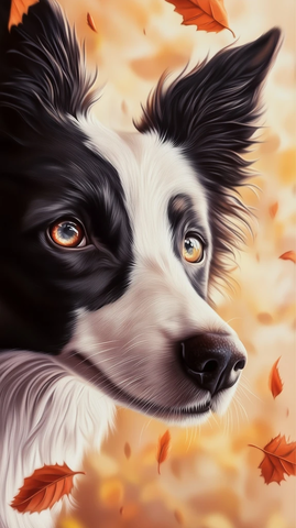 秋叶中专注的边牧眼神