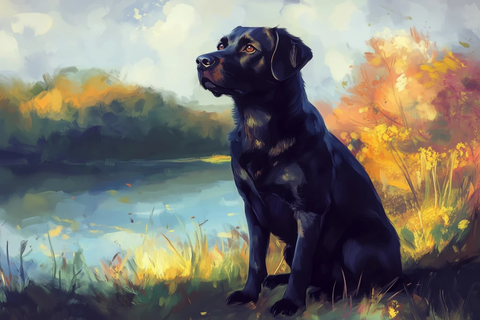 黑拉布拉多混血犬优雅坐姿