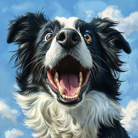 边境牧羊犬欢快表情特写