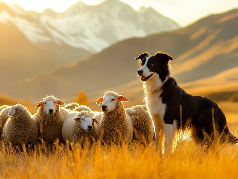 边境牧羊犬驱赶羊群