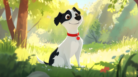 黑白小狗公园玩耍