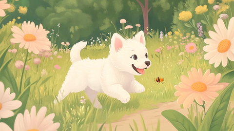 白拉布拉多犬追逐昆虫