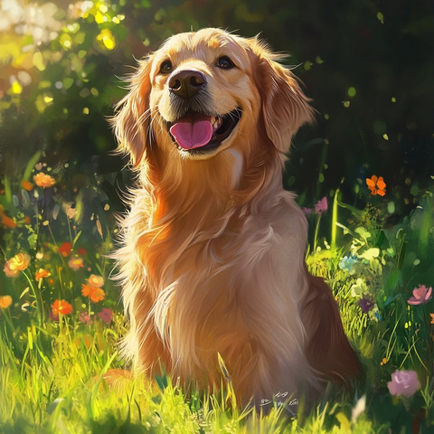 黄金猎犬公园阳光下