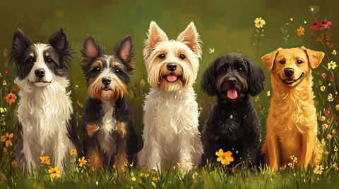 花园里的狗狗聚会