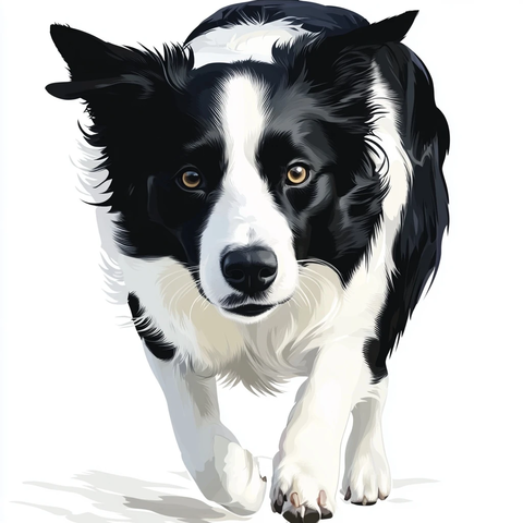 边牧犬黑白色优雅前行