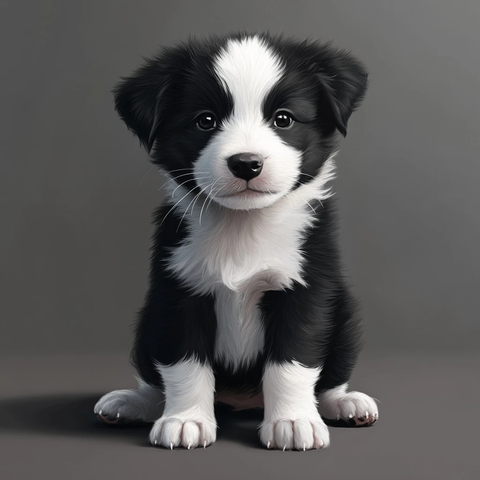 边牧幼犬闻脸全身照