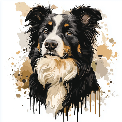 边境牧羊犬地球色调涂鸦