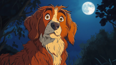 月光下戴铃铛的羊毛狗