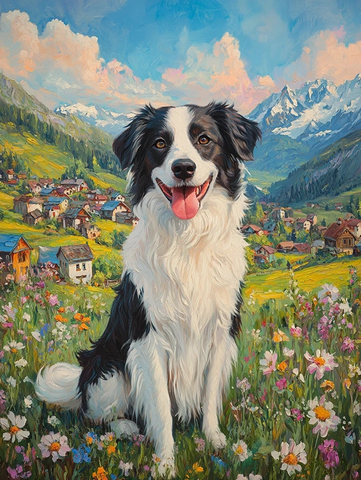 长鼻子牧羊犬村庄风景