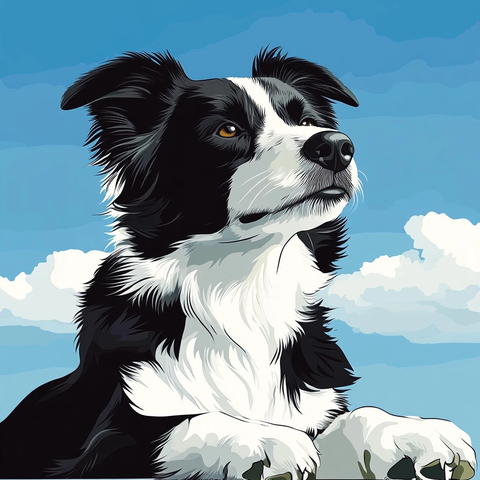 边牧仰卧蓝天下