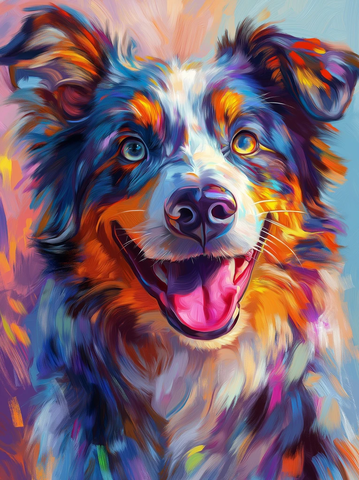 澳洲牧羊犬糖果风格肖像