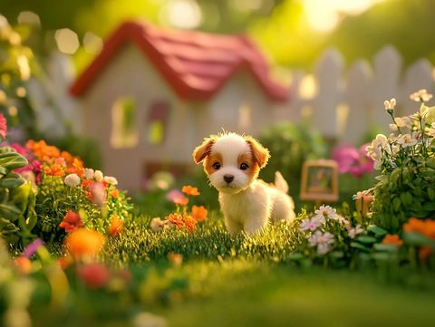 小狗花园黄昏阳光