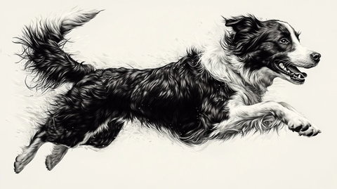 边牧跳跃剪影矢量艺术