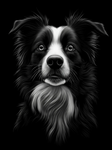 黑白边境牧羊犬素描