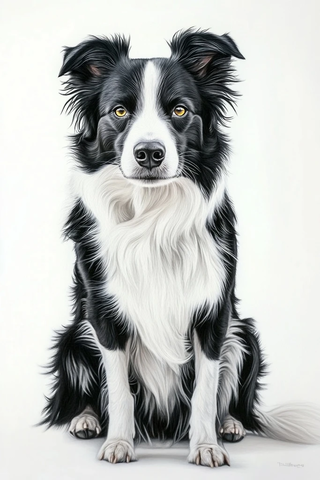 边境牧羊犬坐姿白色背景