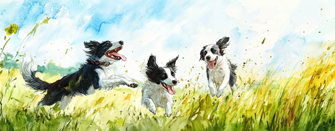 边境牧羊犬田野玩耍