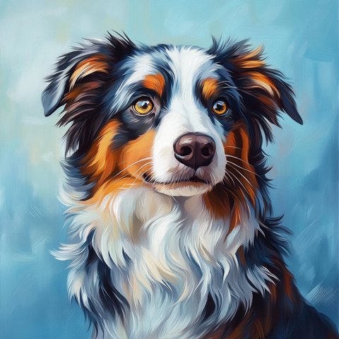 牧羊犬肖像蓝色背景