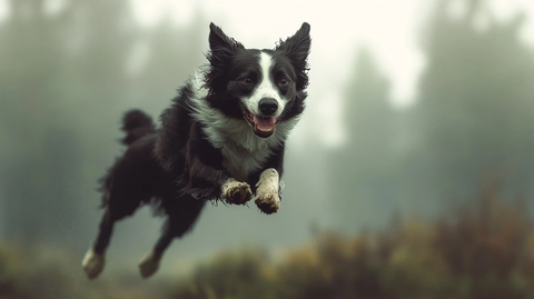 跳出屏幕的边牧犬