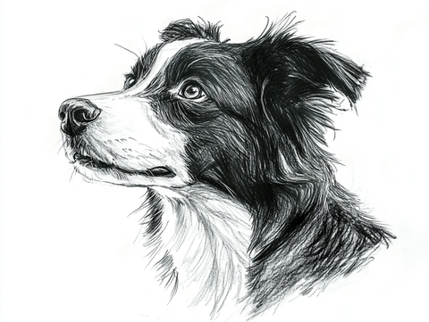 边境牧羊犬头部素描