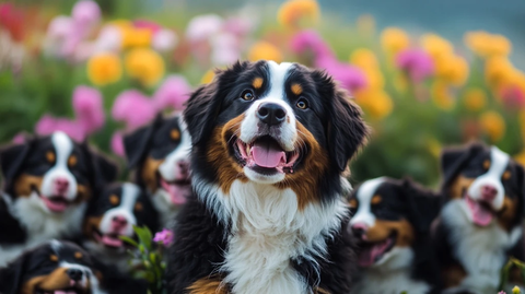 山地犬与幼犬的婚礼派对
