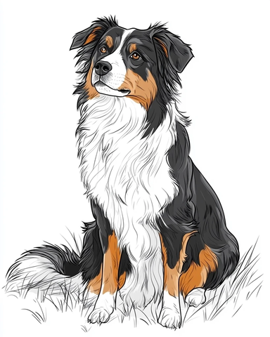 三色澳洲牧羊犬与主人