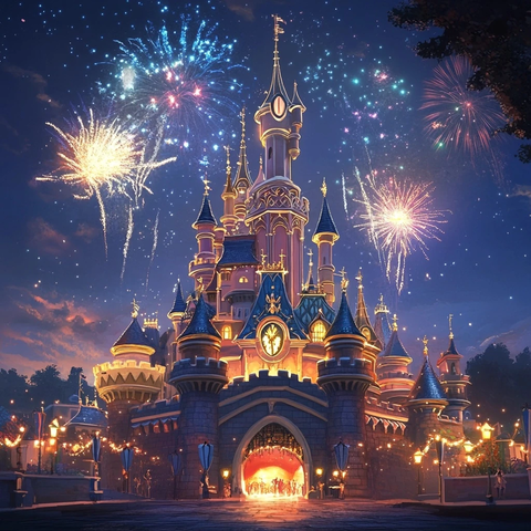 城堡夜景烟花秀