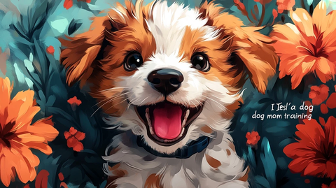 小狗妈妈训练插画