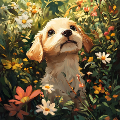 小狗花园动漫插画