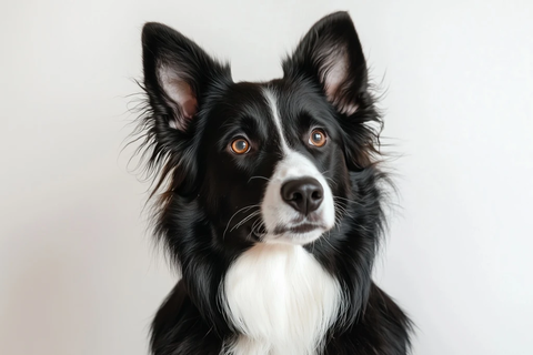 黑犬白胸坐姿特写